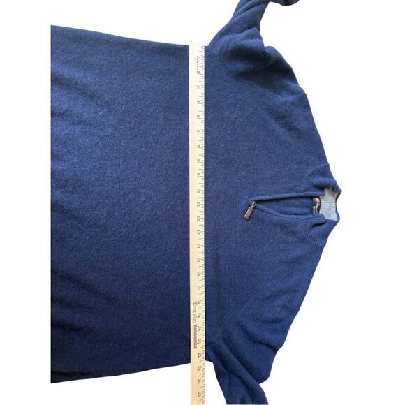 Daniel Bishop CASHMERE Sweater large Navy Blue Mock Neck 1/4 Zip - Picture 4 of 7